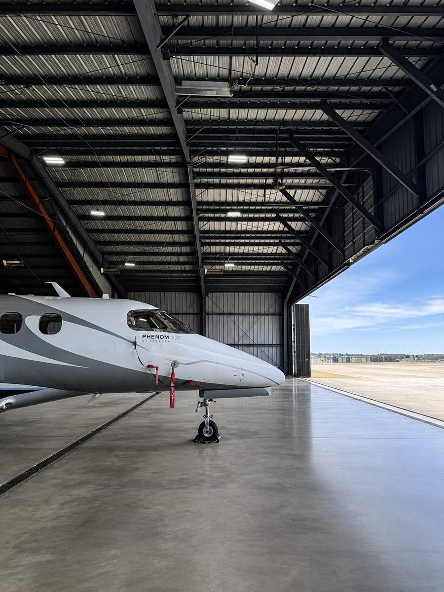 Flawless paint on a jet in the hangar