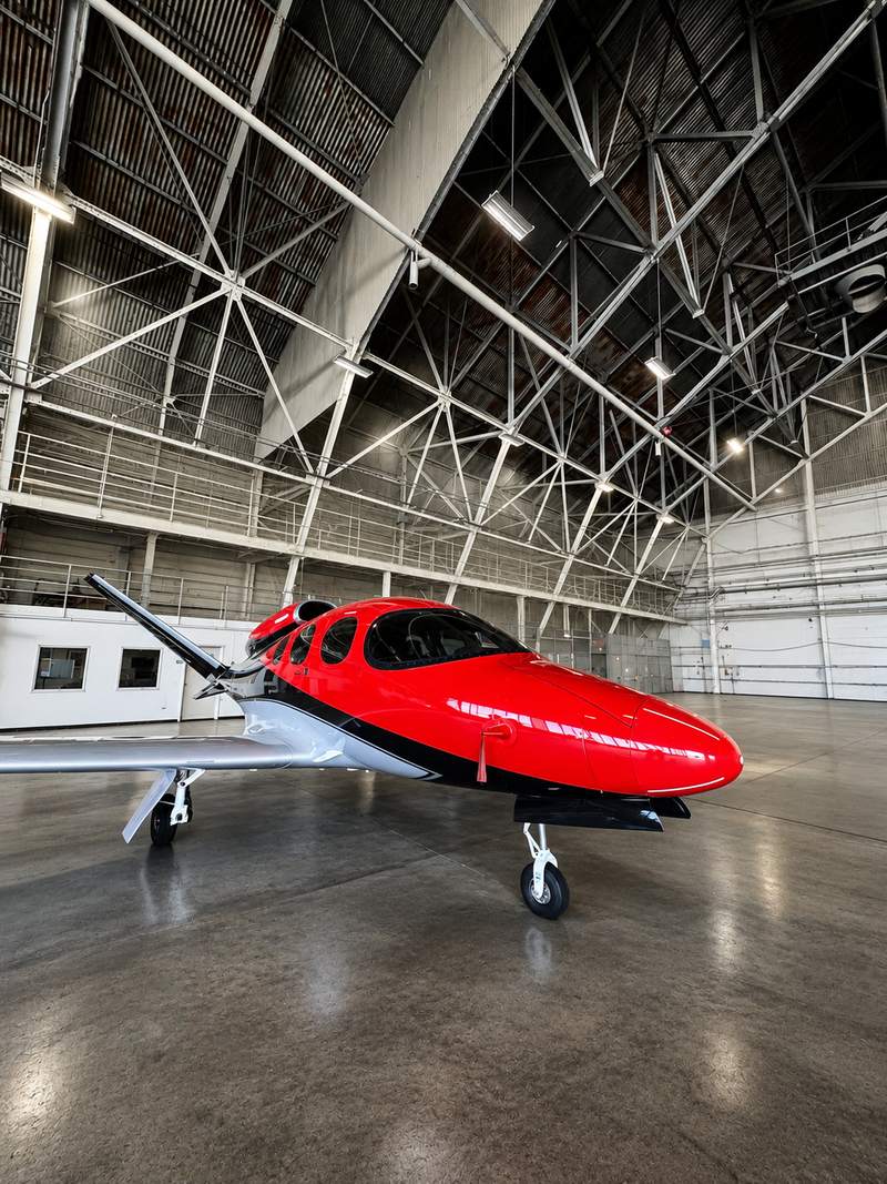 Jet detailed and staged in the hangar