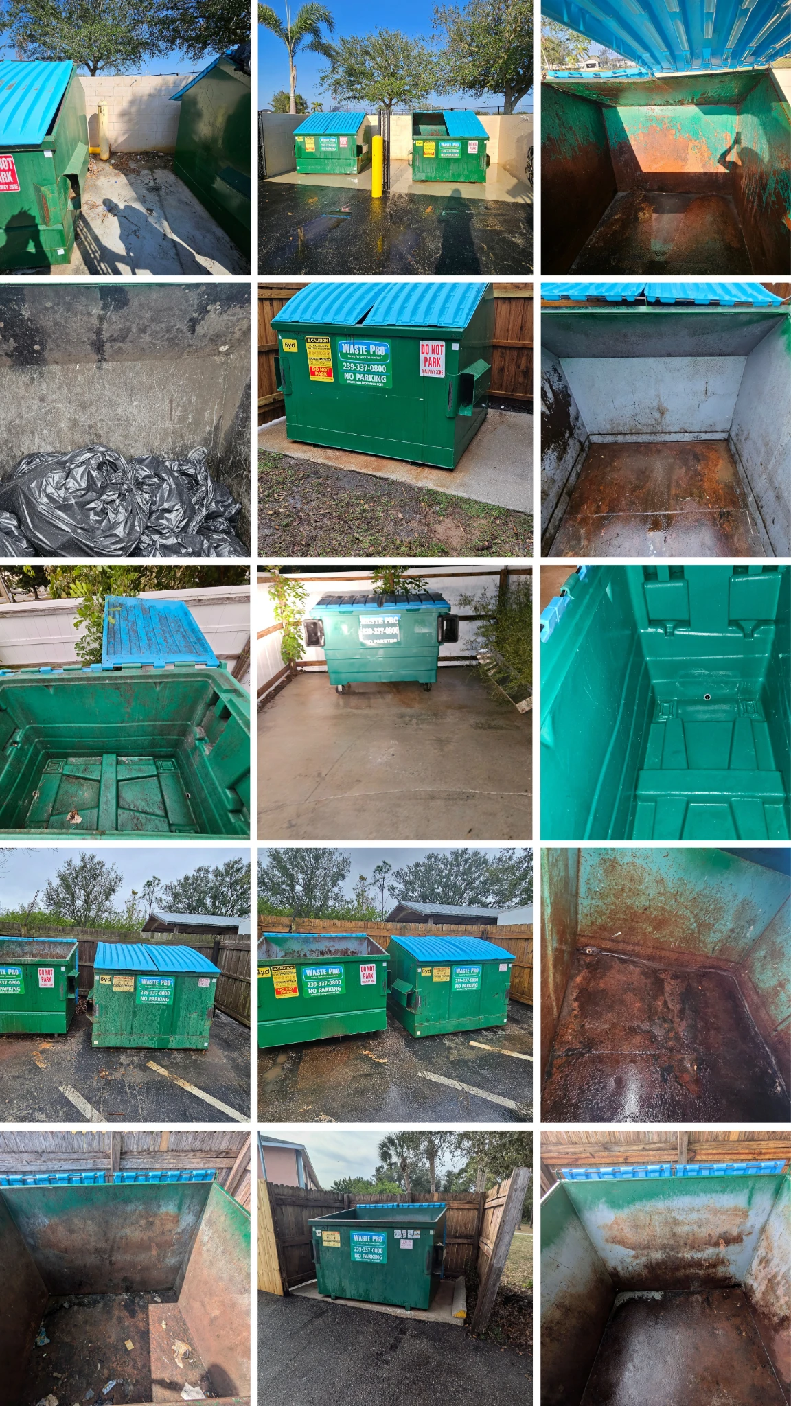 Residential driveway before pressure washing, showing visible stains and discoloration in front of a single-story home with palm trees in Cape Coral, Florida.