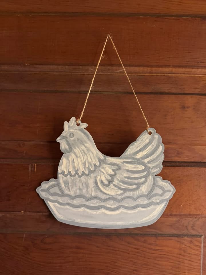 A Hen on a Nest door hanger