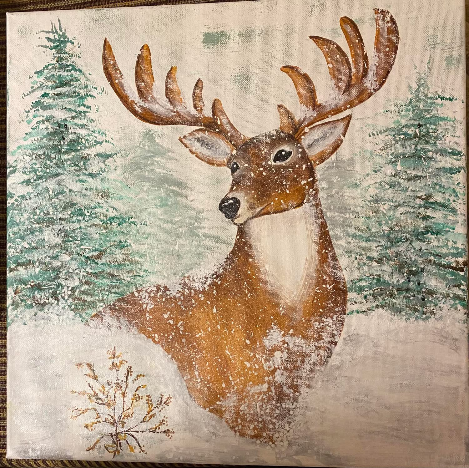 ArtGirls member, Kathy B. winter deer painting