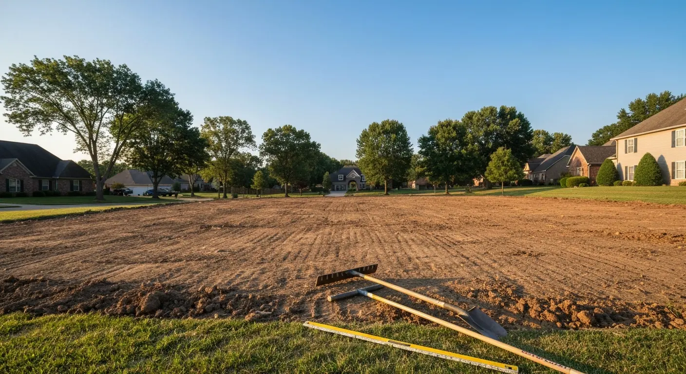 Cleared residential lot ready for landscaping