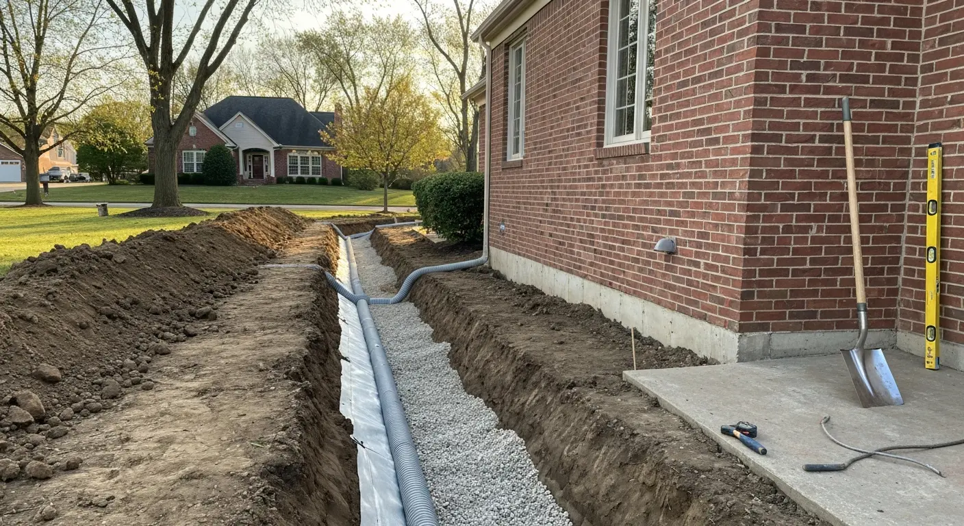 Drainage installation in yard