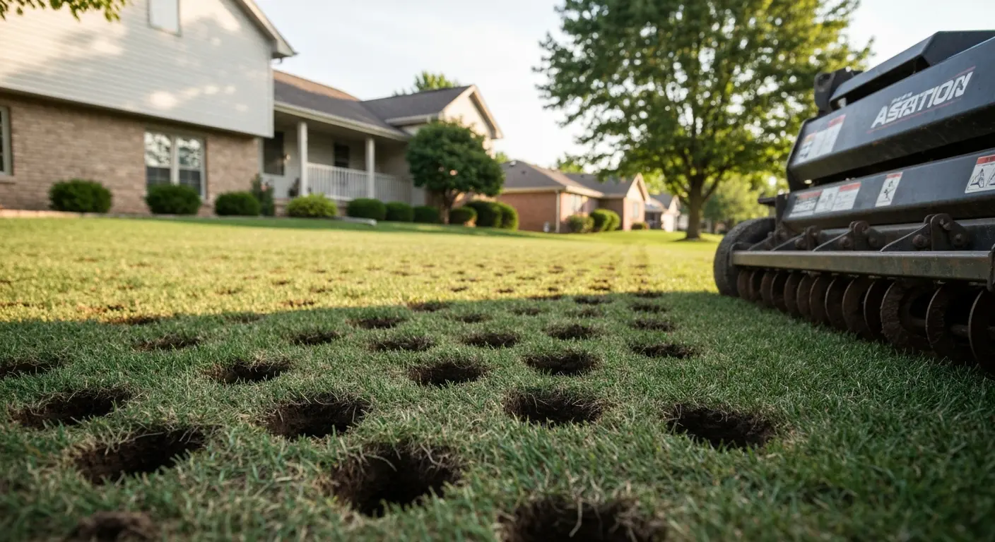 Lawn aeration service in Minooka