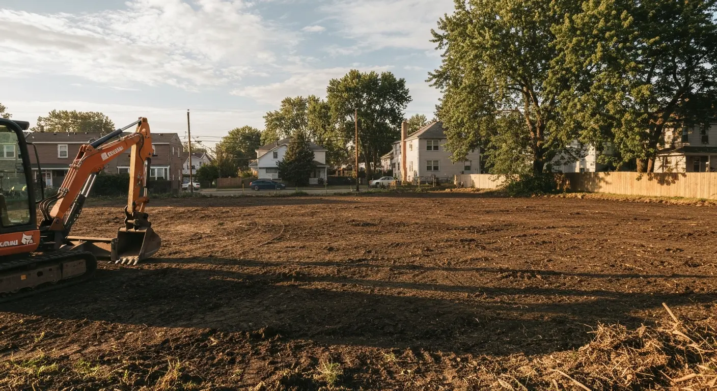 Cleared residential lot ready for landscaping