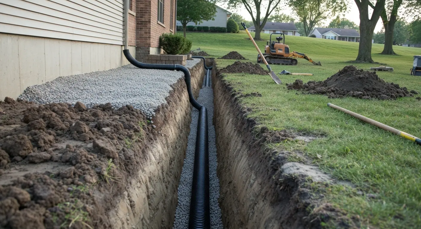 French drain installation