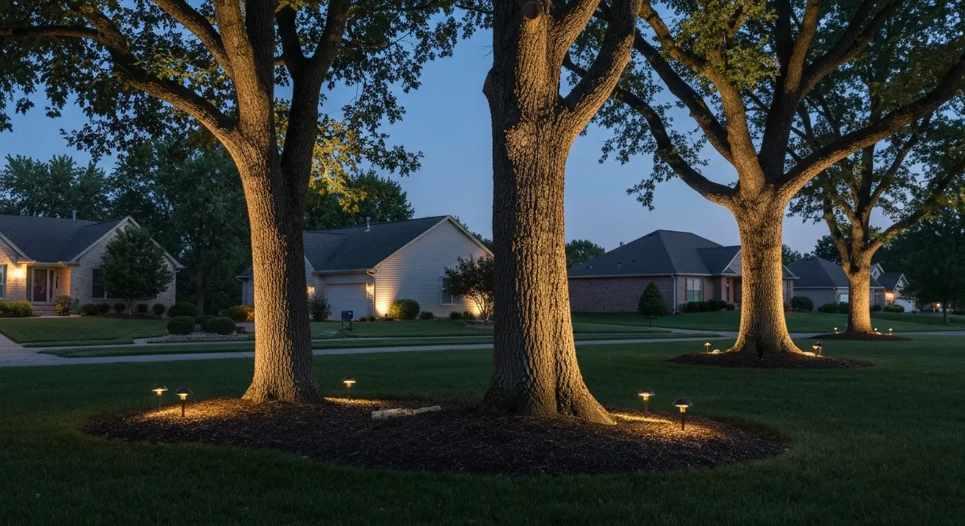 Accent lighting on landscaping