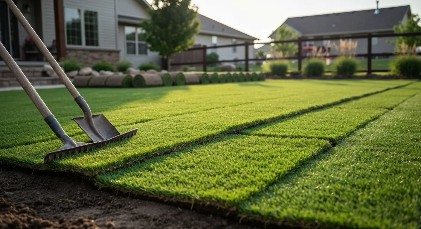 Fresh sod installation