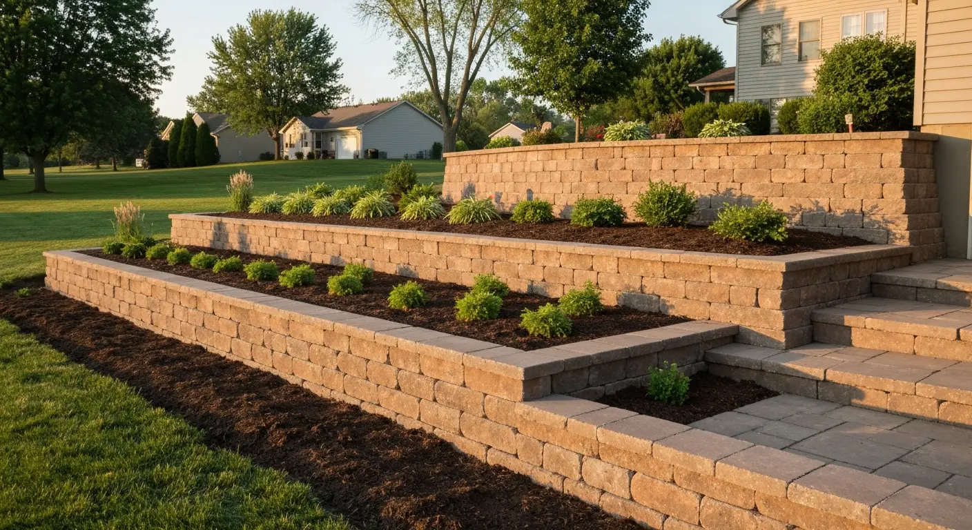 Retaining wall and garden beds