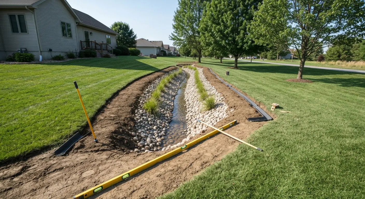 Drainage installation near Lake Renwick