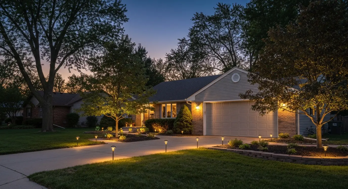 Landscape lighting at dusk
