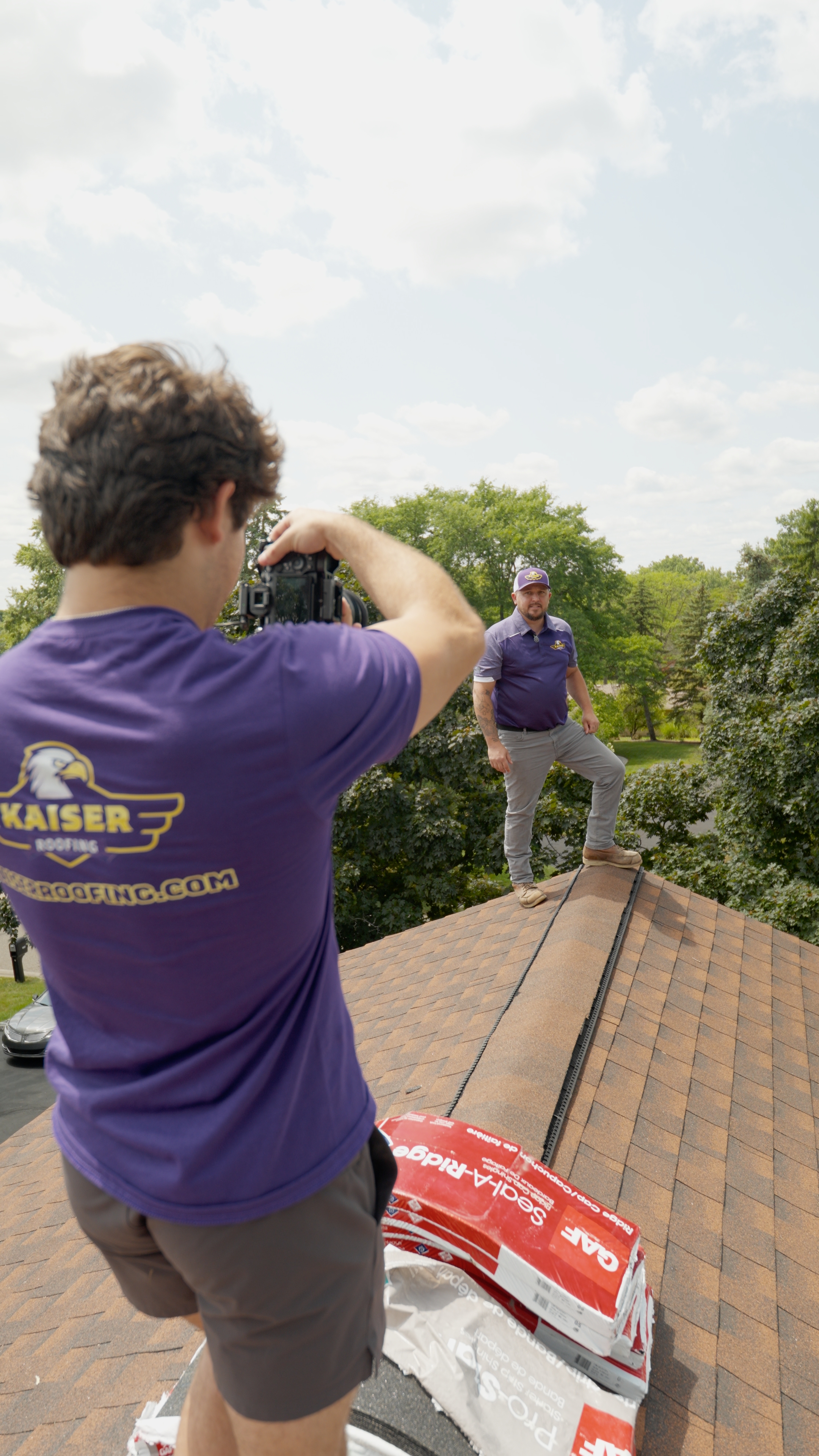Avalon Media filming on a roofing job site