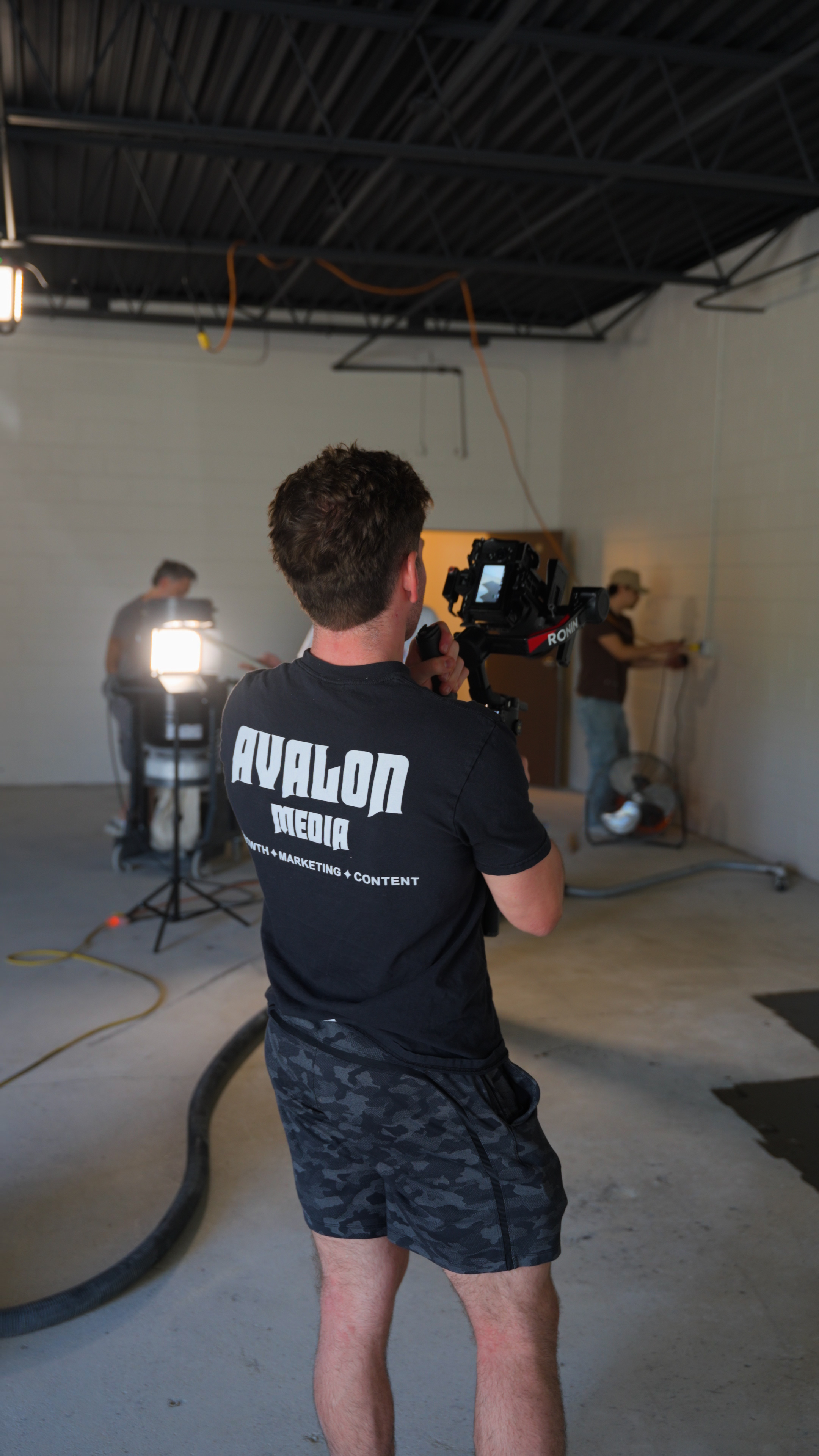 Avalon Media filming on a concrete coating job site