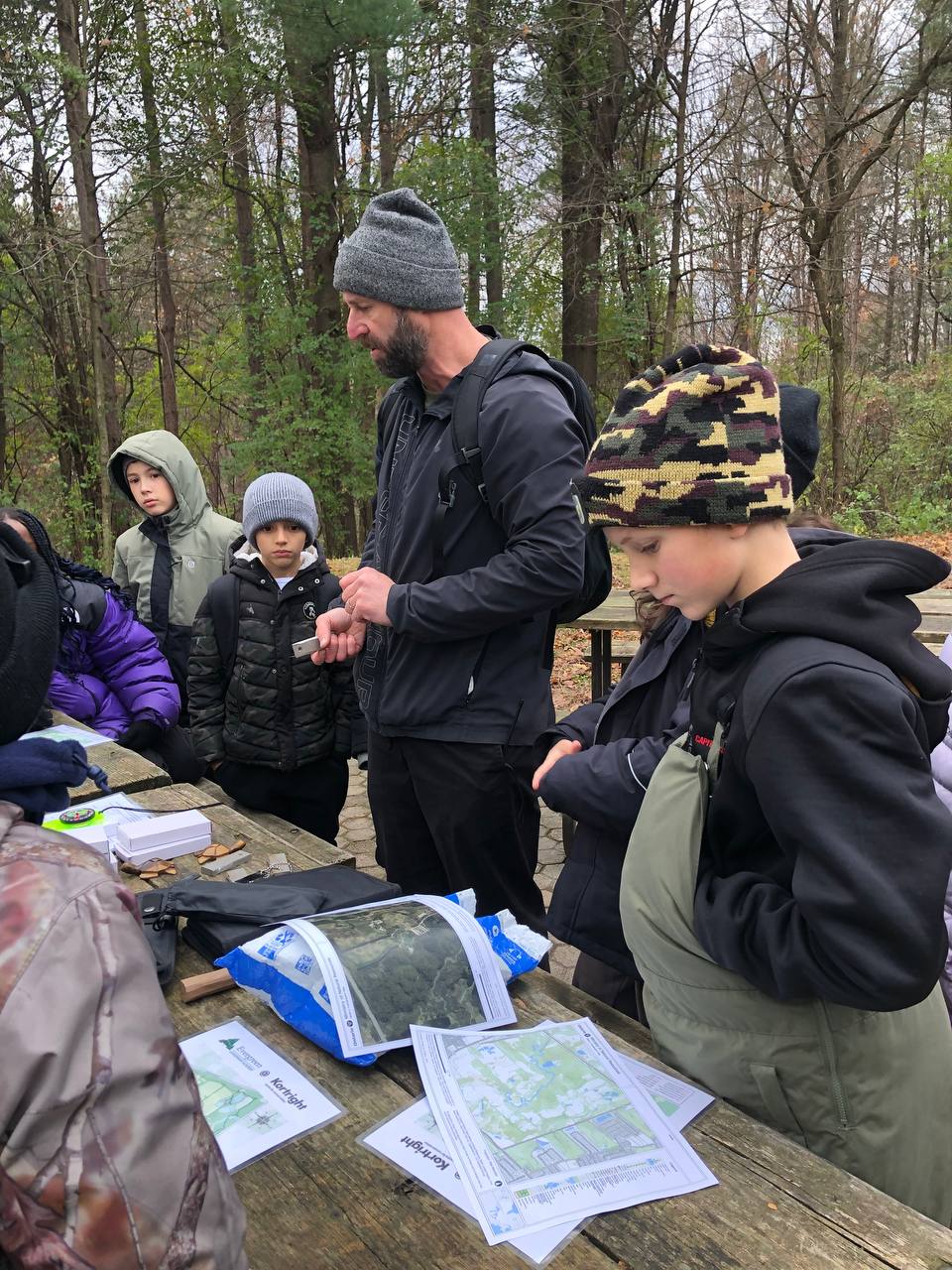 Students learning together in an outdoor classroom setting
