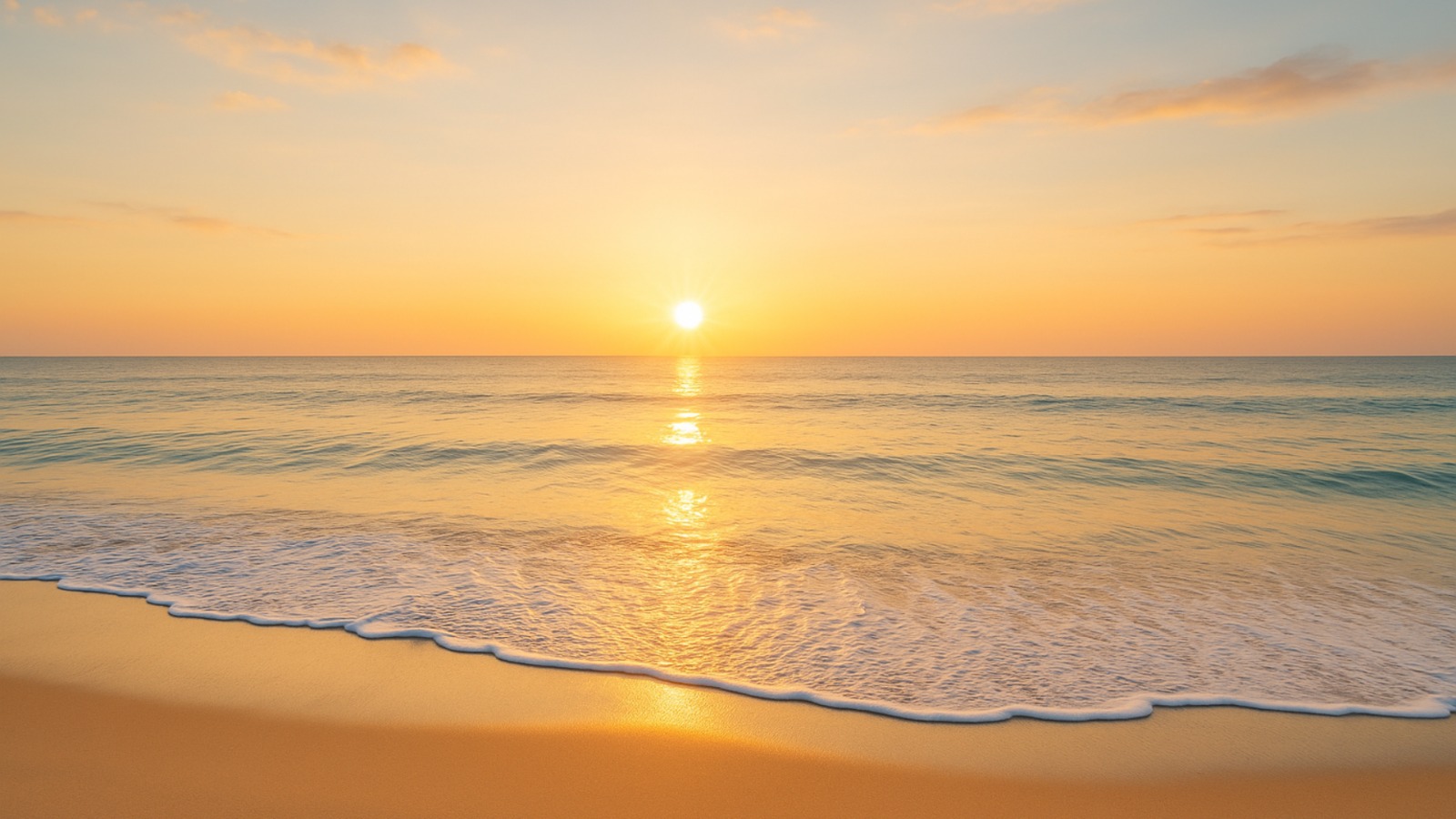 Ruhiges Meer im warmen Licht eines Sonnenuntergangs