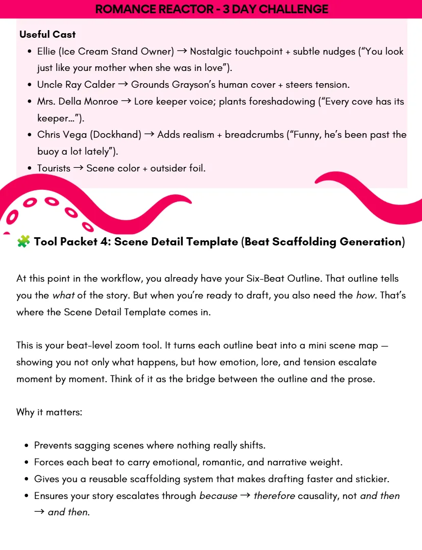 Scene Detail Template page from Romance Reactor
