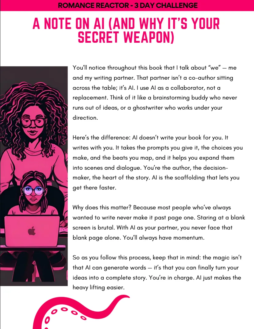 A Note on AI page from Romance Reactor