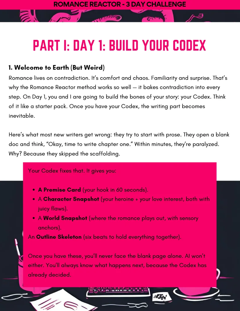 Build Your Codex page from Romance Reactor