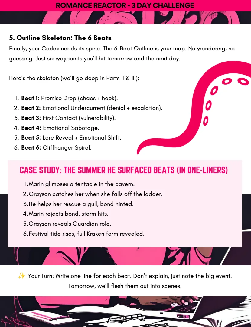 Six-Beat Outline page from Romance Reactor