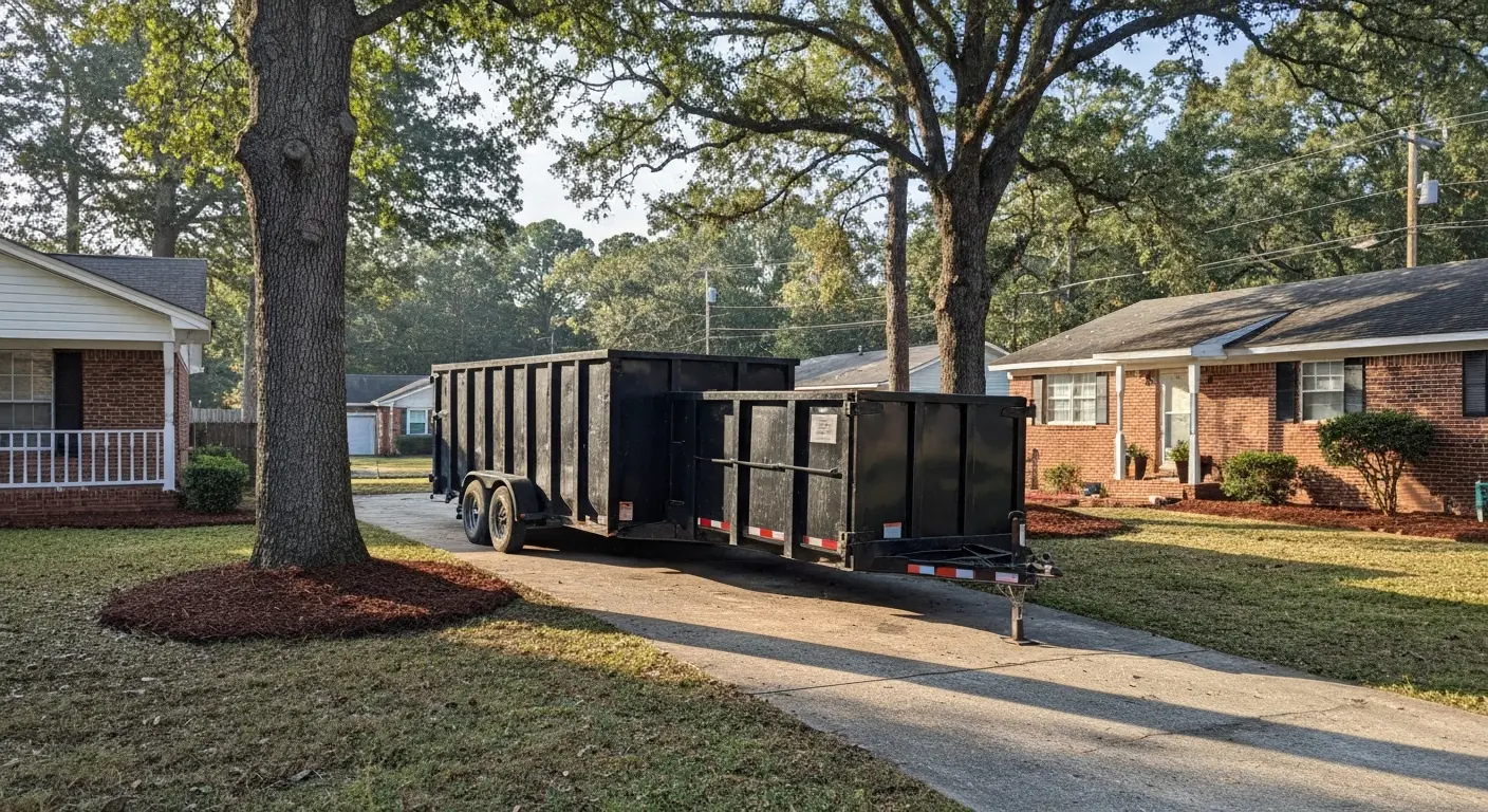 Dumpster trailer at Valdese property