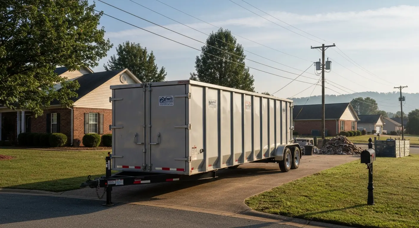 Dumpster trailer on residential property