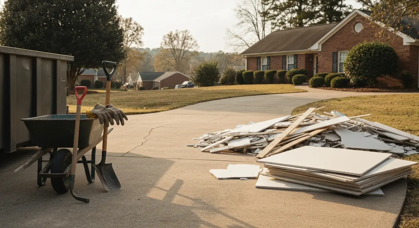 Renovation debris removal in Hickory