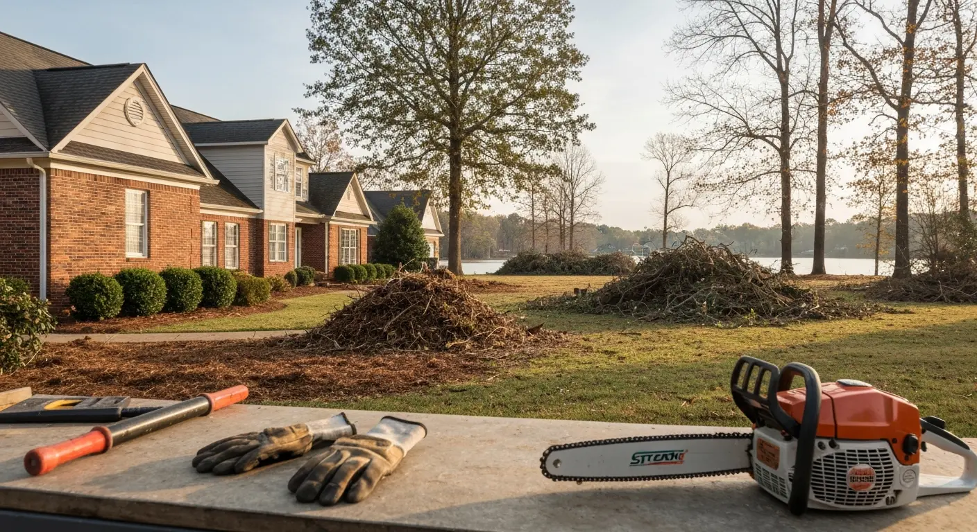 Storm debris cleanup near Lake Norman