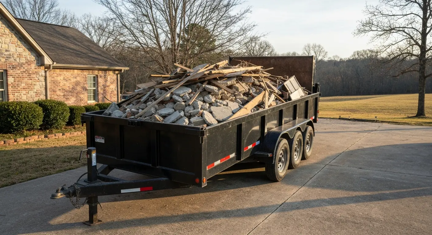 Dump trailer service for debris hauling