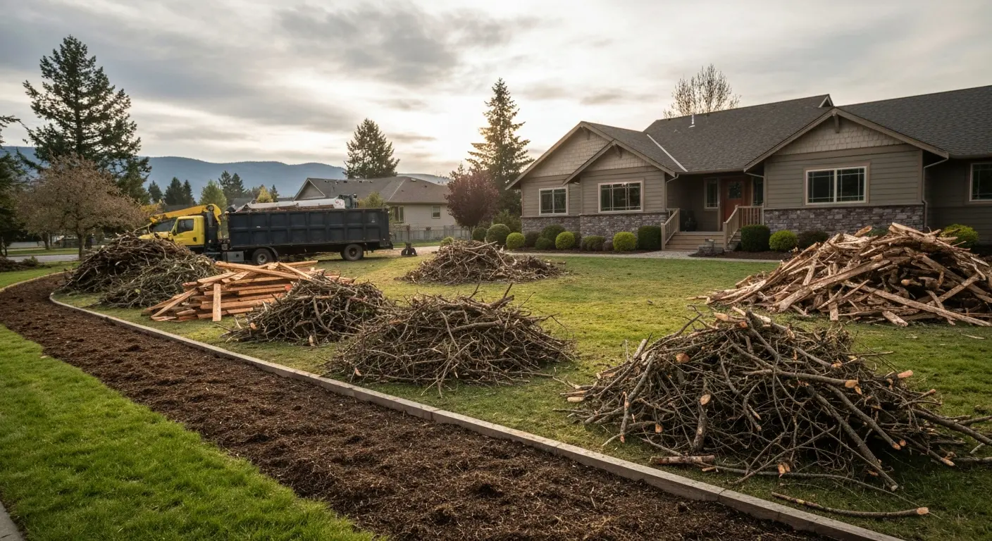 Debris hauling after storm cleanup