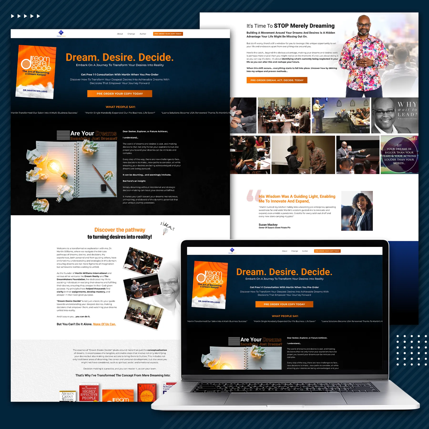Dream. Desire. Decide. funnel example
