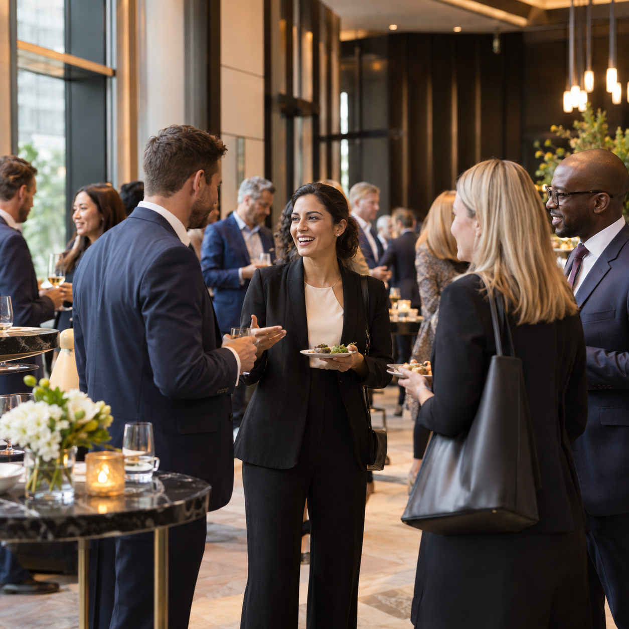 Business guests networking at a client event