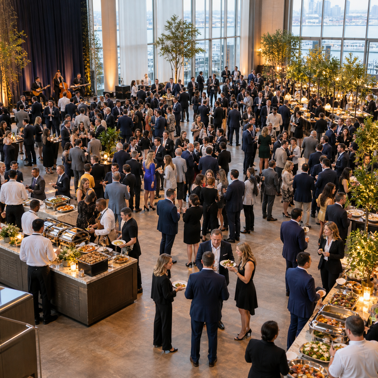 A large corporate gathering of 101 to 200 guests