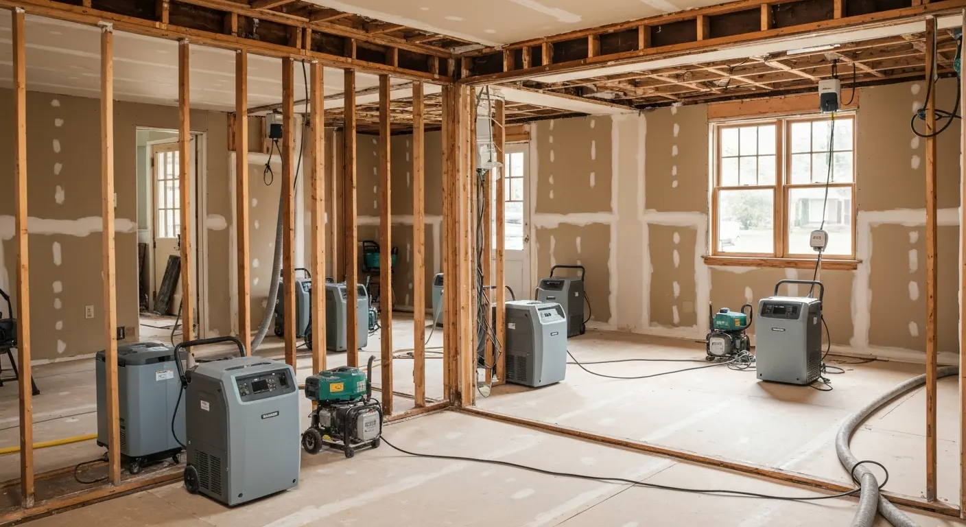 Structural drying with dehumidifiers