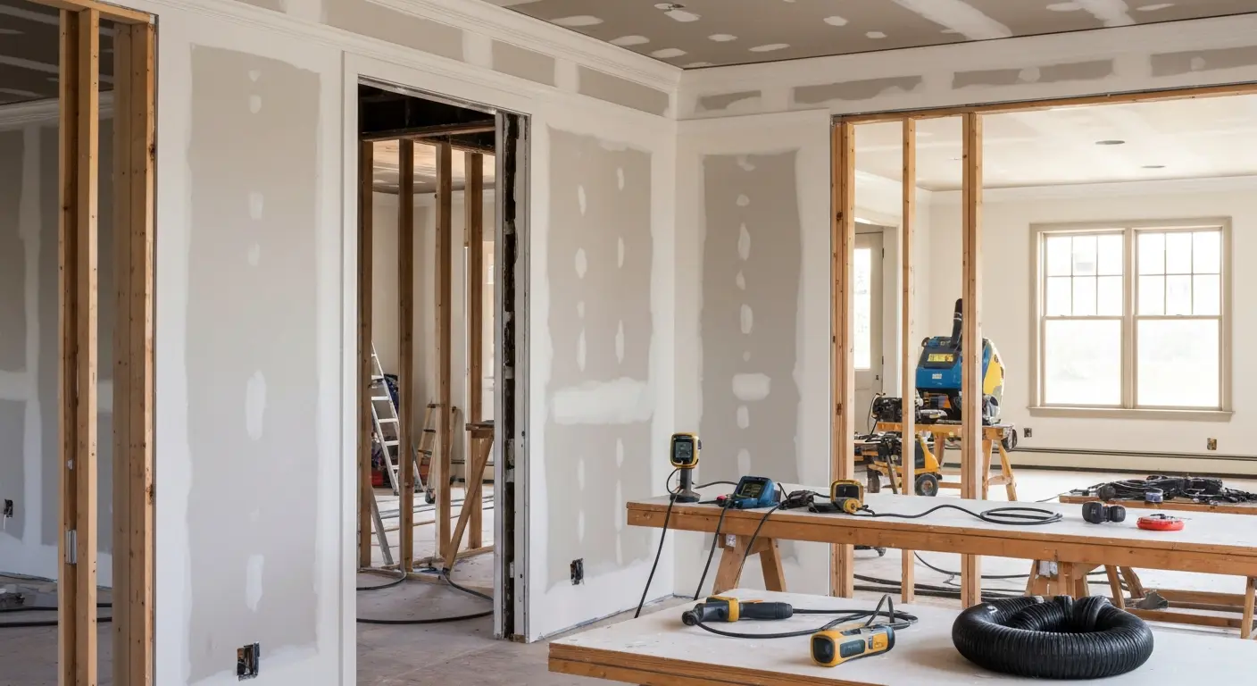 Fire damage restoration work