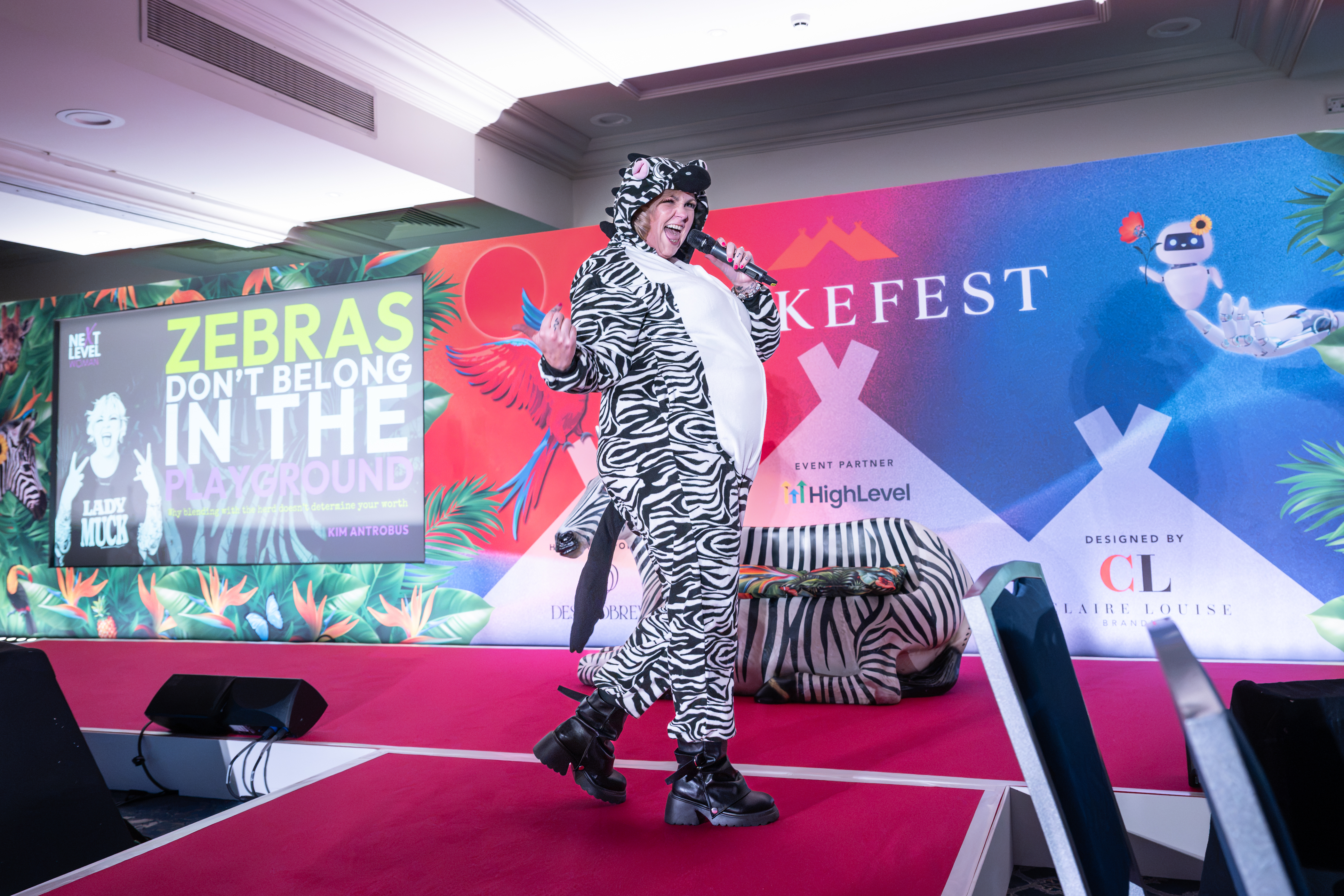 Kim Antrobus on stage at PeakeFest 2026