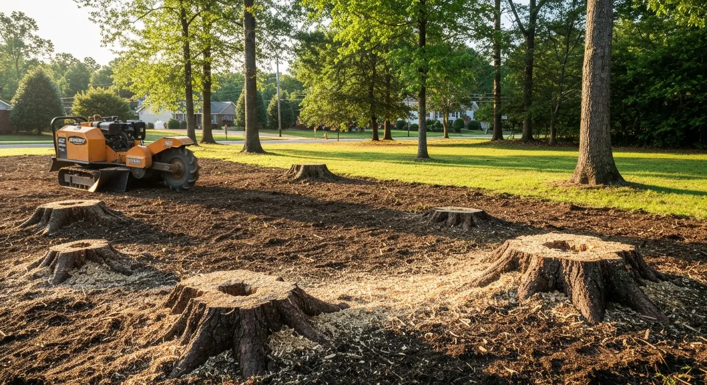 Large-scale stump grinding and land clearing