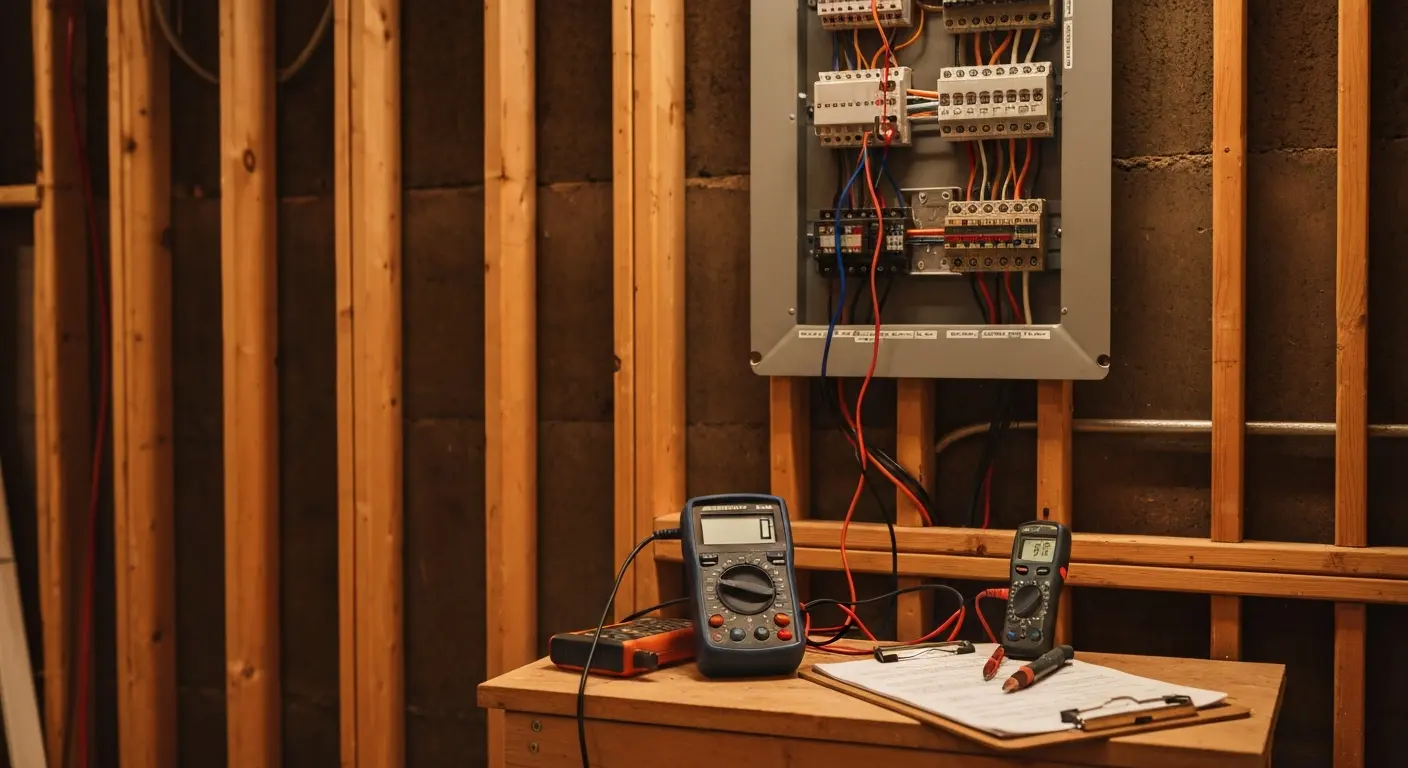 Electrician performing diagnostics