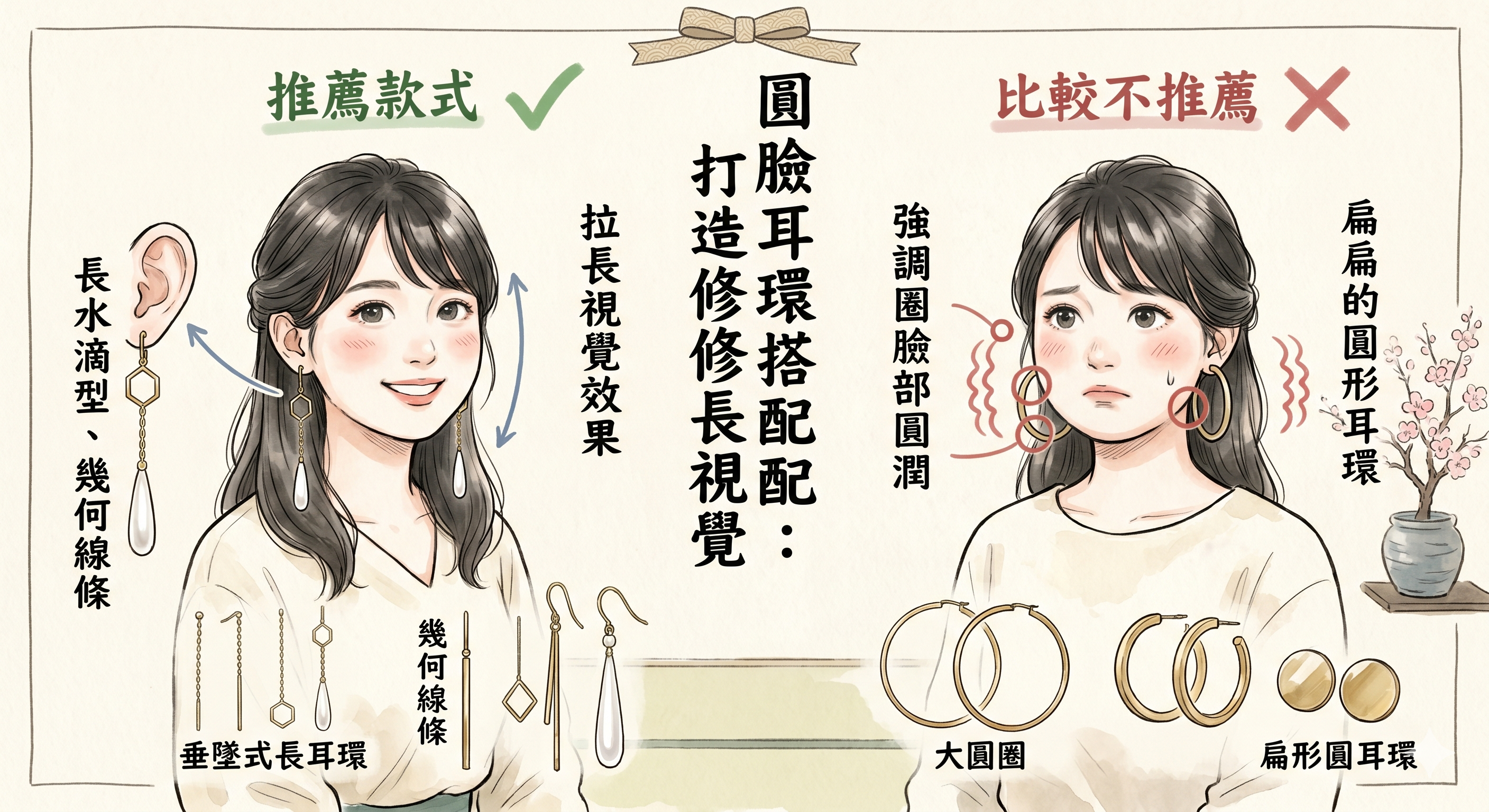 耳環與臉型配搭小秘訣 耳環與臉型配搭小秘訣