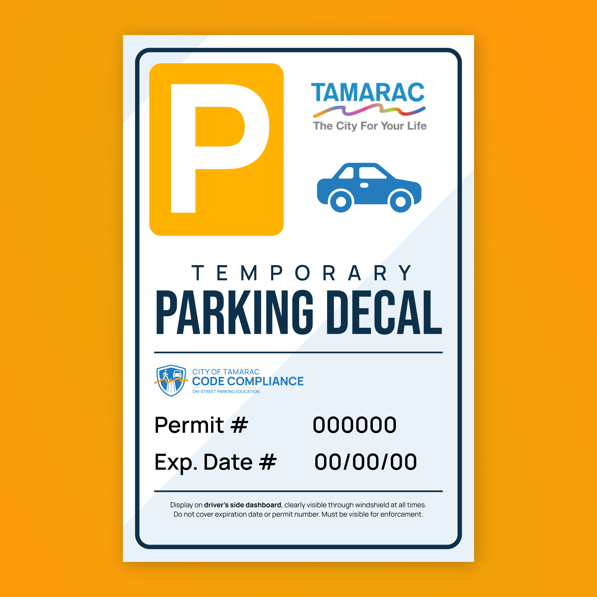 Temporary parking decal application preview
