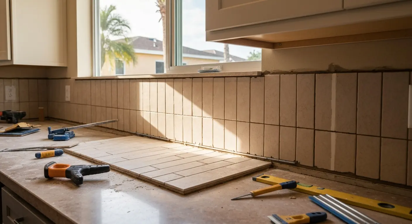 Kitchen backsplash installation