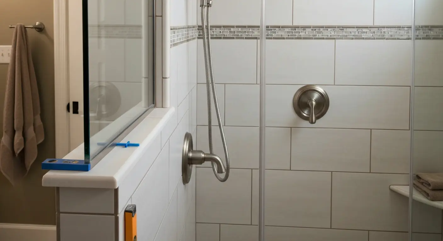 Tile shower installation detail