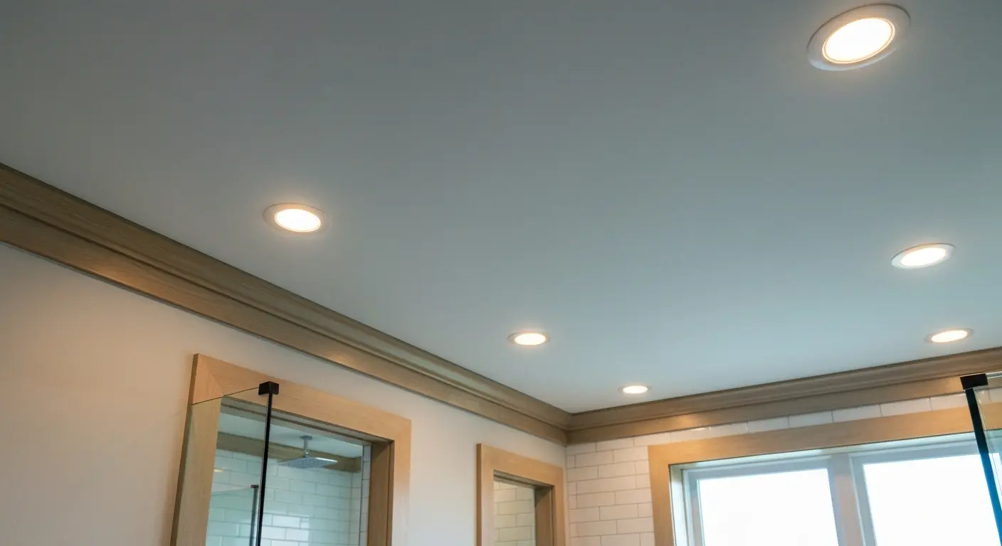 Recessed ceiling lighting installed in bathroom