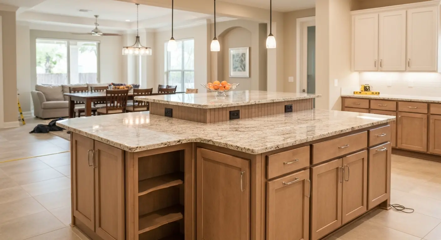 Island with seating and storage