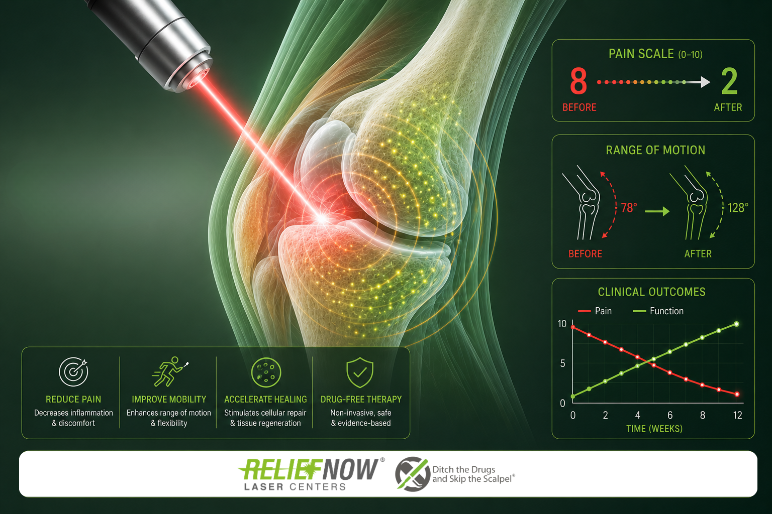 Chiropractor using Class IV laser therapy device on a patient's lower back for non-surgical pain management — ReliefNow Laser Centers