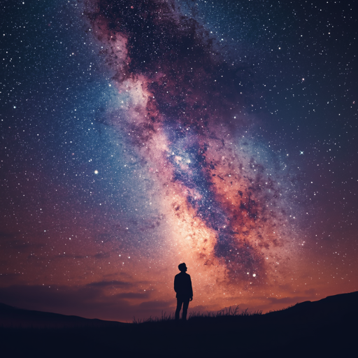 silhouette person starry sky cosmic connection
