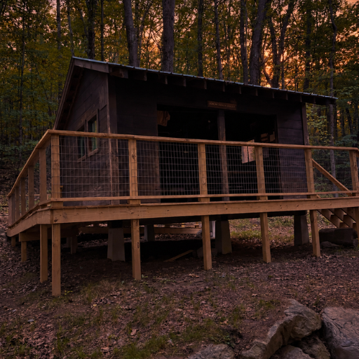 Appalachian Trail shelter at dusk Appalachian Trail shelter at dusk