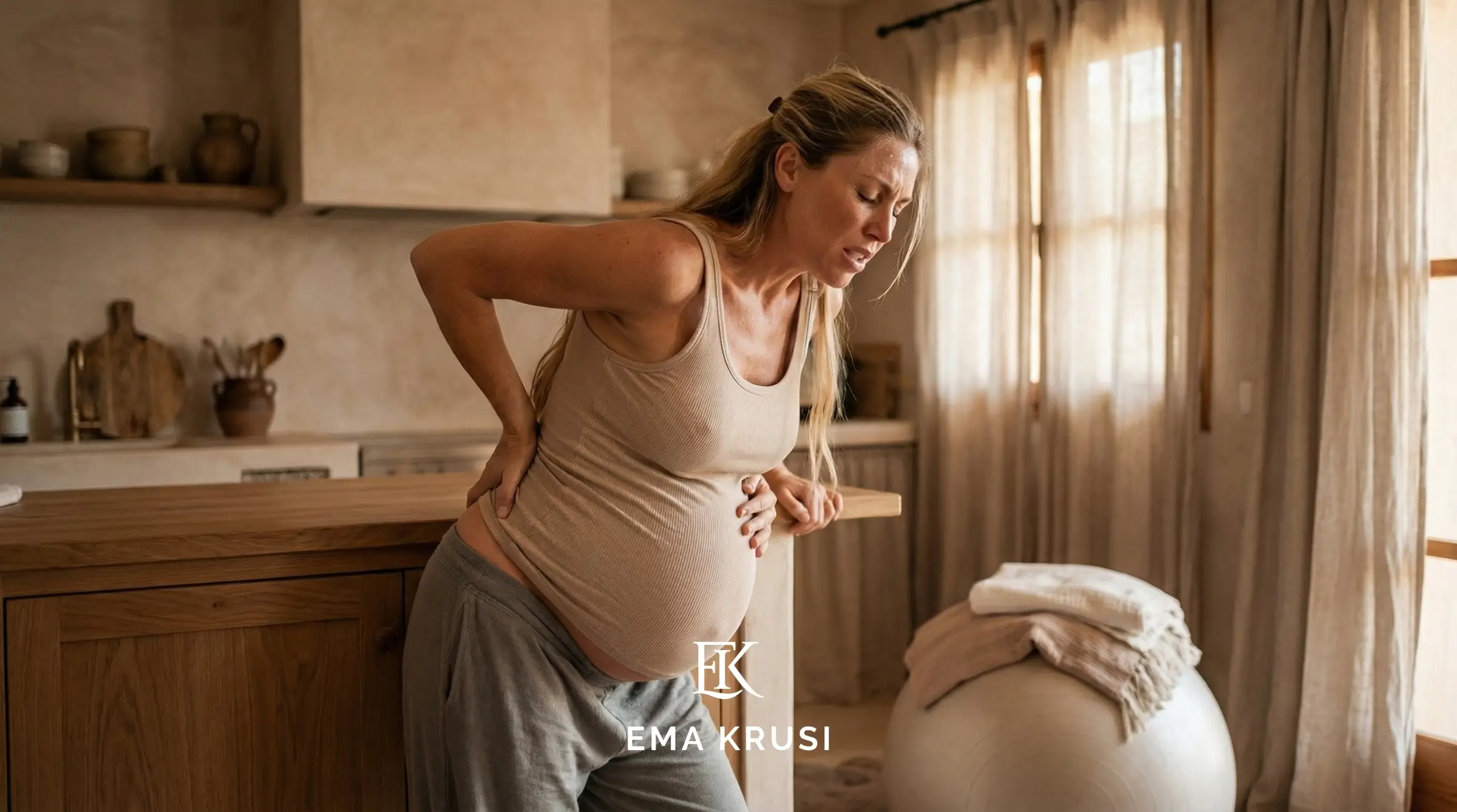 Femme vivant des contractions à la maison pendant un accouchement naturel physiologique et instinctif. Femme vivant des contractions à la maison pendant un accouchement naturel physiologique et instinctif.