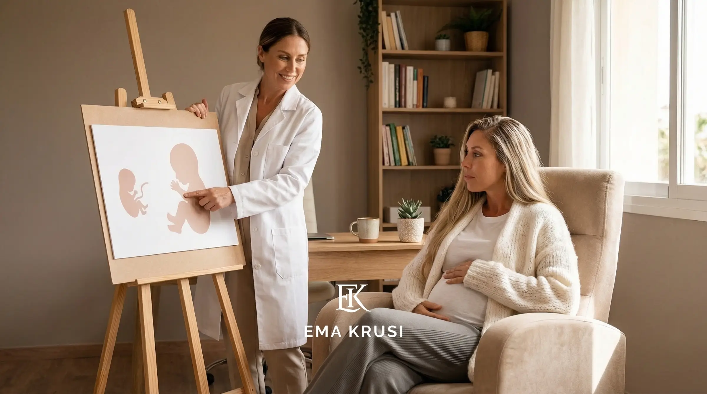Écran d'échographie affichant des mesures de bébé, illustrant une estimation de poids donnée pendant la grossesse.