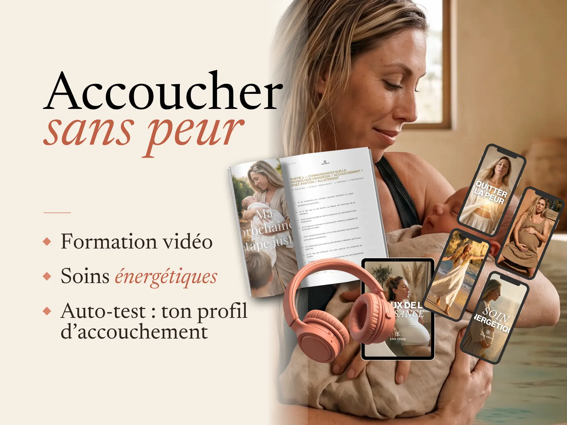 Le pack Accoucher sans peur : formation vidéo, soins énergétiques, auto-test