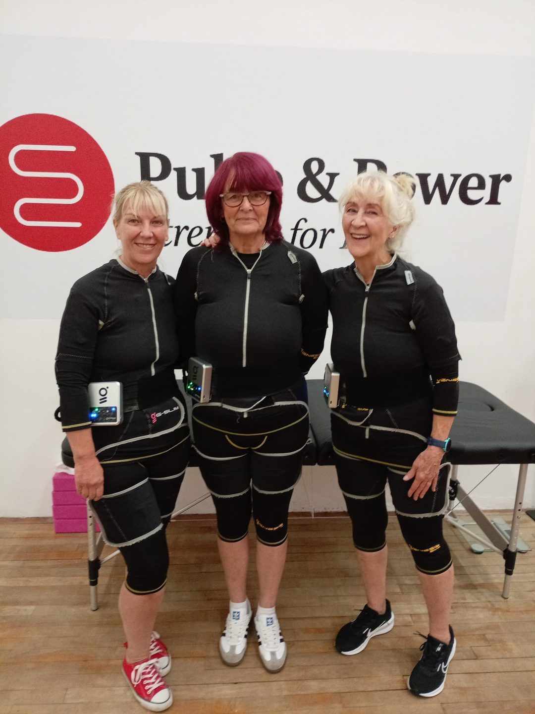 Pulse & Power members in their EMS suits at the St Annes studio